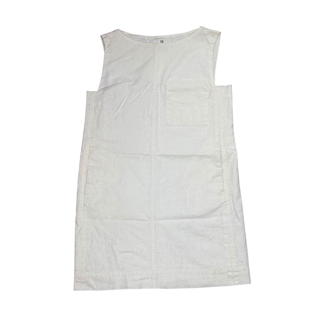 Banana Republic Linen Blend Shift Dress Cream Sleeveless Pocket XS Petite